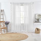 Elrene Tab-Top doorschijnend raamgordijn met ruches voor woonkamer, eetkamer, slaapkamer, katoen, wit, 132 x 213 cm (1 paneel)