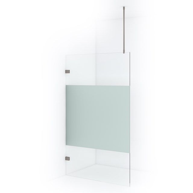 Maxaro Inloopdouche Diamond 110cm 8mm Helder Veiligheidsglas met Matte Strook Geborsteld RVS