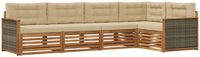 vidaXL Hoek loungeset 5 zitplaatsen Acacia hout Natuurlijk en beige