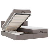 VidaXL Ottoman Bed with Mattresses and LEDs 180x200cm Fabric Taupe