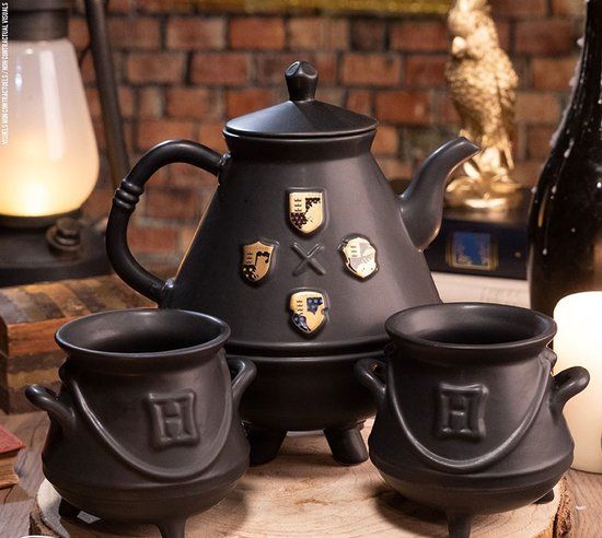 ABYstyle Harry Potter Hogwarts Theepot Set - Zwart/Goud - 1L - 3 Delig
