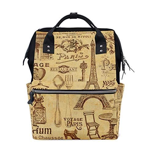 MONTOJ Nostalgic Paris Element Canvas Rugzak Reiscampus Rugzak