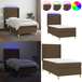 Sommier à lattes matelas LED marron foncé 90x190cm tissu
