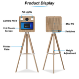 SNQP 15,6 inch fotocabine retro houten look met flitser camera cabine selfie fotocabine machine