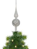Decoris Kerstboom piek gedecoreerd - wit - ijslak - glas - 31 cm