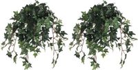 Mica Decorations Hedera klimop kunstplant - 2 stuks - vert - in pot - L45 x B25 x H25 cm