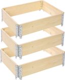 Garronda Bac de culture Bord de palette Lot de 3 80x60x20 cm - Naturel - Bois