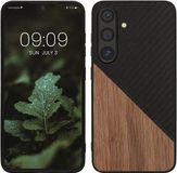 kwmobile Samsung Galaxy S25 Back Cover Hout Donkerbruin/Zwart
