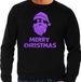 Bellatio Decorations Foute Kersttrui/sweater voor heren - Merry Christmas - zwart - glitter paars - kerstman M