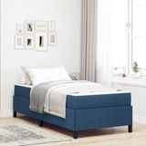 Maison Exclusive Lit à lattes avec sommier intégré, couleur bleu, dimensions 90 x 190 cm, revêtement en tissu