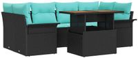 vidaXL Tuinbank Set 7-zits Zwart Polyrattan