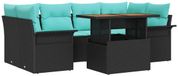 vidaXL Tuinbank Set 7-zits Zwart Polyrattan