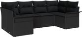 vidaXL Tuinbank - Set - 6 zitplaatsen - Zwart - Polyrattan