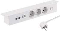 MaxTrack stekkerdoos met 3 contacten, 2x USB en 2x RJ45 - wit - 1,8 meter