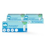 o.b. ProComfort Super Plus 4-in-1 beschermingstampons (5 x 16 stuks)