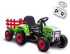 Tracteur électrique pour enfants, 12V, vert, avec remorque et télécommande