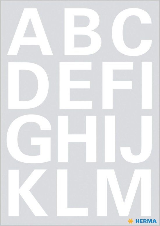 Herma Stickervelletjes 28x A-Z alfabet plak letters wit 25 mm