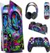 Generisch oCreon Psychedelisch Blad Skin Decal voor PS5 Controller