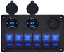 ProRide Schakelpaneel 12V voor Auto/Boot - USB Lader 4 Poorten met Schakelaar - 5V/2.4A - DS2114B - 6 Schakelaars