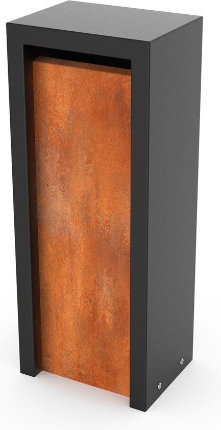 Litru Combo Corten/RAL 9005 Vrijstaande brievenbus - 400x300x1000mm - Merkloos - Kunststof - onbekend