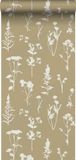 ESTAHome behang veldbloemen beige