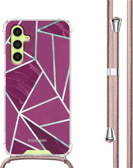 iMoshion Hoesje Samsung Galaxy A34 (5G) - Bordeaux Graphic - Met Koord