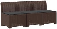 vidaXL 3-zits tuinbank met kussens in rattanlook PP Bruin