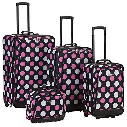 Rockland Escape Softside bagageset, 4-delig, meerkleurig/roze stippen, 4-Piece Set (14/19/24/28), Escape Softside bagageset, 4-delig