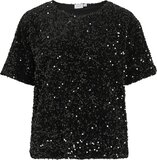 VILA - VIFAITH O-NECK S/S SEQUIN TOP/2 - Black Beauty - S - Women