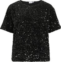 VILA - VIFAITH O-NECK S/S SEQUIN TOP/2 - Black Beauty - S - Women