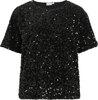 VILA - VIFAITH O-NECK S/S SEQUIN TOP/2 - Black Beauty - S - Women