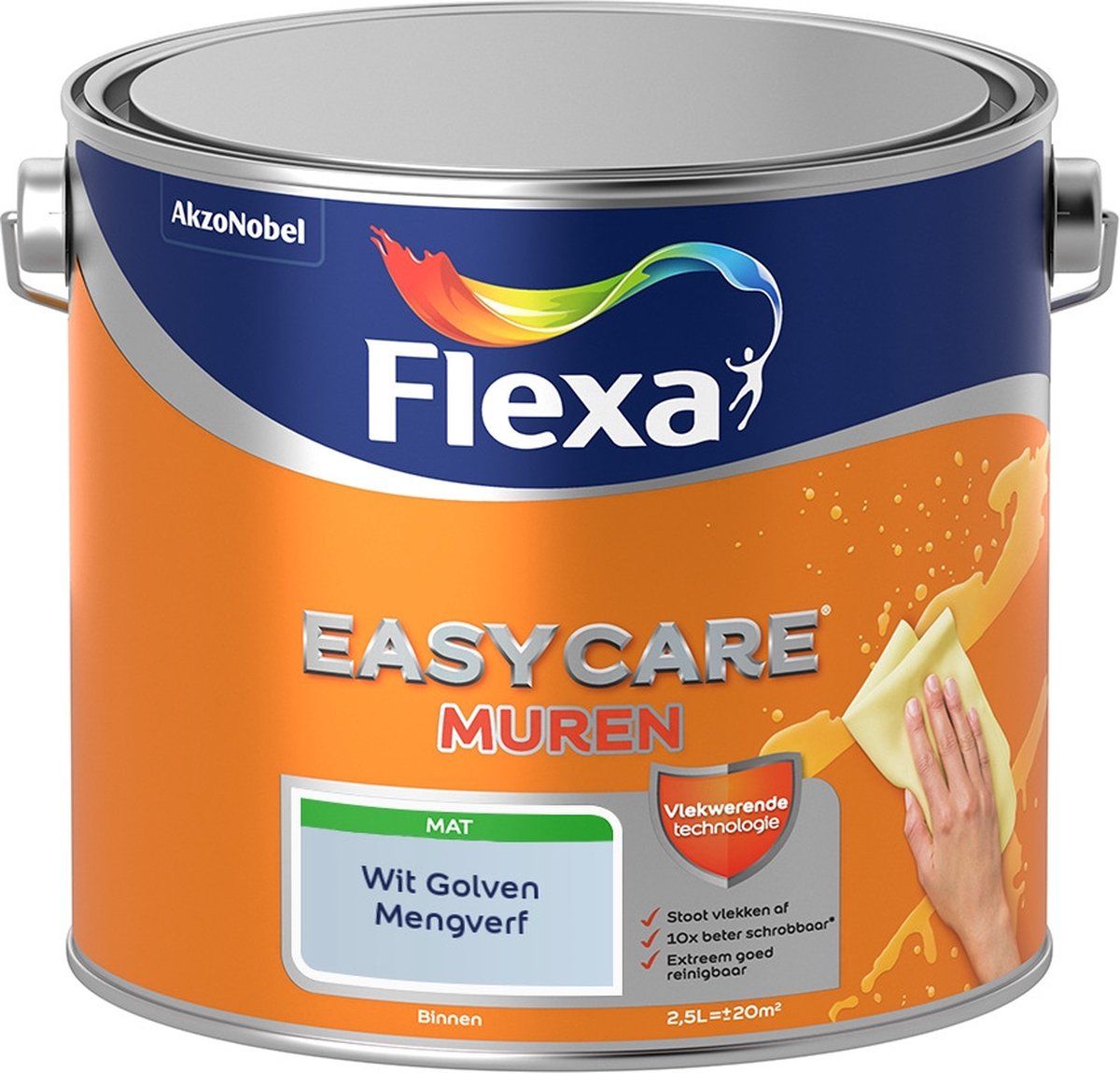 FLEXA Easycare Muurverf - Mat - Wit Golven - 2,5 liter