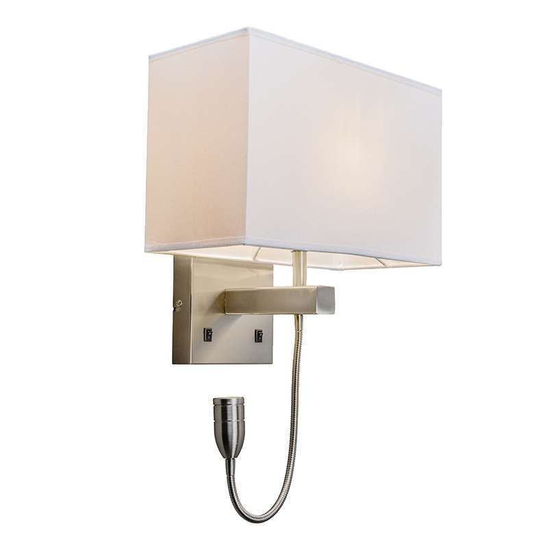 QAZQA Bergamo Wandlamp met lampenkap 1 lichts 300 mm wit