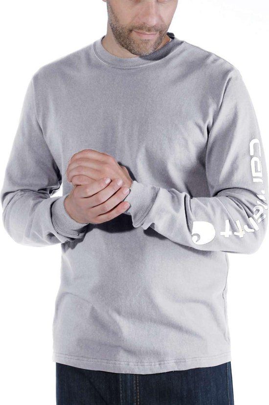 Carhartt Sleeve Logo T-Shirt L/S - HEATHER GREY - XXL - Men