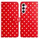 Étui portefeuille Samsung Galaxy A37 à motifs de pois - Rouge