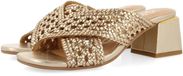 GIOSEPPO Dames Sandalen met Hoge Hak en Vlechtwerk - Platina Kleur