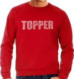 Bellatio Decorations Shoppartners Bv Glitter Topper foute trui rood met steentjes/ rhinestones voor heren - Glitter kleding/ foute party outfit M