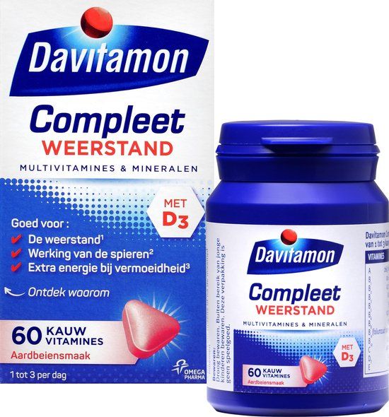 Davitamon Compleet Weerstand - Kauwvitamines - Aardbei - 60 tabletten