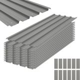 Outsunny 12 stuks trapeziumplaten 129x45cm 7m² verzinkt lichtgrijs