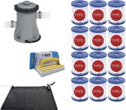 WAYS - Zwembad Onderhoud - Solarmat & Filterpomp 1249 L/h & 12 Filters Type I & WAYS Scrubborstel