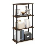 Furinno Turn-N-Tube 4-Tier Multifunctioneel Plank Display Rack, Amber Pine/Zwart