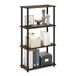 Furinno Turn-N-Tube 4-Tier Multifunctioneel Plank Display Rack, Amber Pine/Zwart