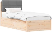 vidaXL Bedframe with Upholstered Headboard Light Grey 90 x 200 cm