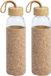 Merkloos / Sans marque Makito Western Europe Waterfles/drinkfles met kurk bescherm hoes - 4x - glas - 500 ml - Sportfles - Bidon - afsluitbare draai dop