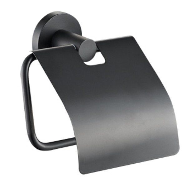 Plieger Vigo toiletrolhouder met klep zwart
