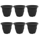 vidaXL Pot de fleurs rond 6 pcs Noir Ø 39 x 32 cm Plastique
