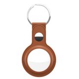 KeyBudz AirTag Sleutelring – Handgemaakt van Echt Leder – Veilige Pasvorm voor je AirTag – Inclusief Haak Stash Zakje - Bruin