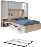 Vente-unique Bedframe hout natuurlijk licht, wit 140 x 190 cm
