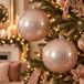 Decoris Kerstbal - 2x - lichtroze - groot - 25 cm - kunststof - glans