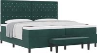 vidaXL Lit à ressorts avec tête de lit Vert foncé 200 x 200 cm Velours